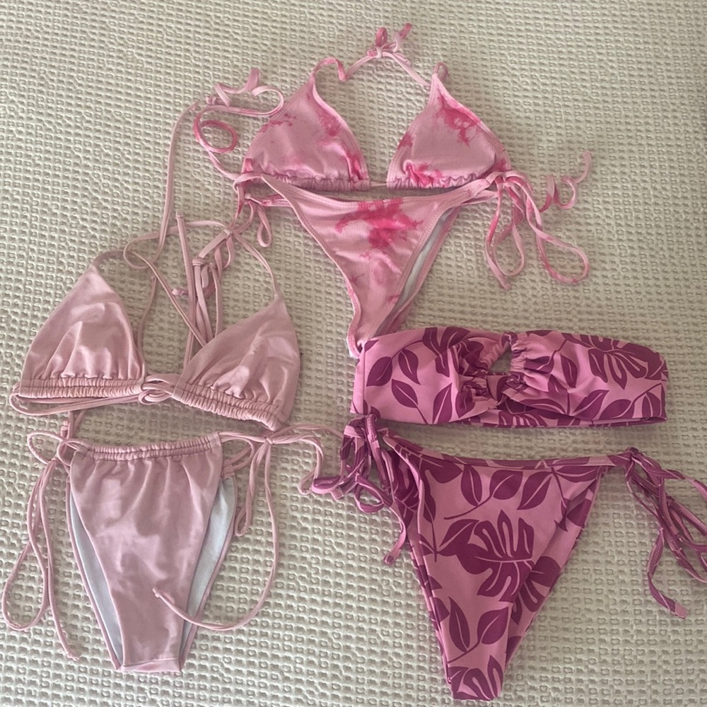 3 Pink Shein Swim Suits size Medium